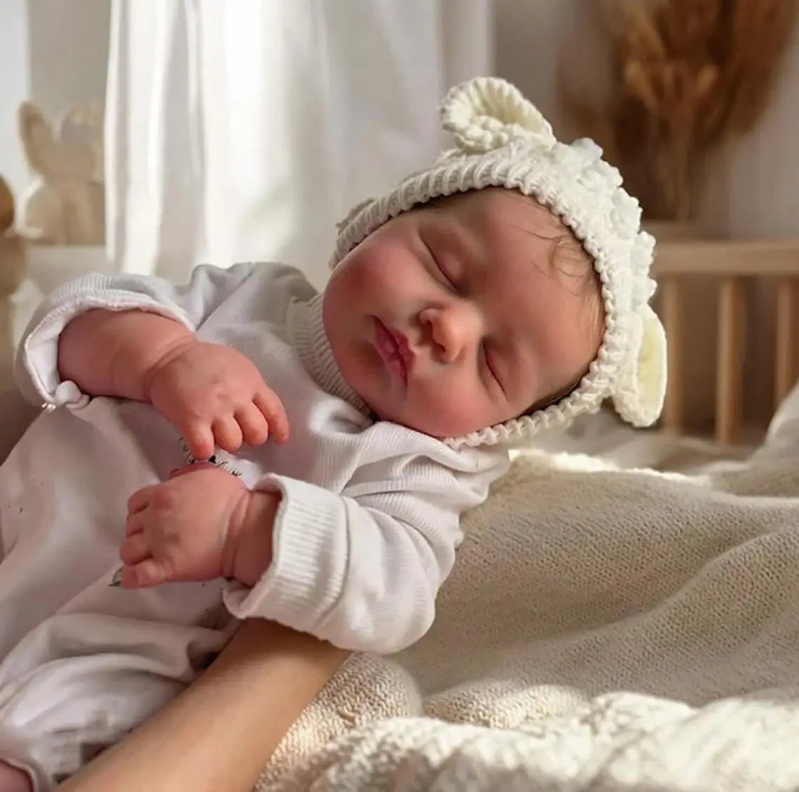 NPK 49CM Loulou Lifelike Newborn Baby Doll Realistic Reborn Asleep Full Body 3D Skin Visible Veins High Quality Handmade Collect