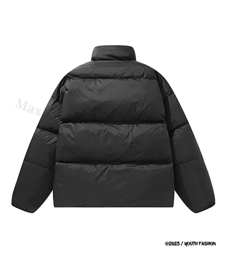 COMXZ Luxury Down Jacket Stand Collar Fake Two-Piece Cold Protection Coat Hiking Travel Winter Wear Lightweight Puffer Jacket