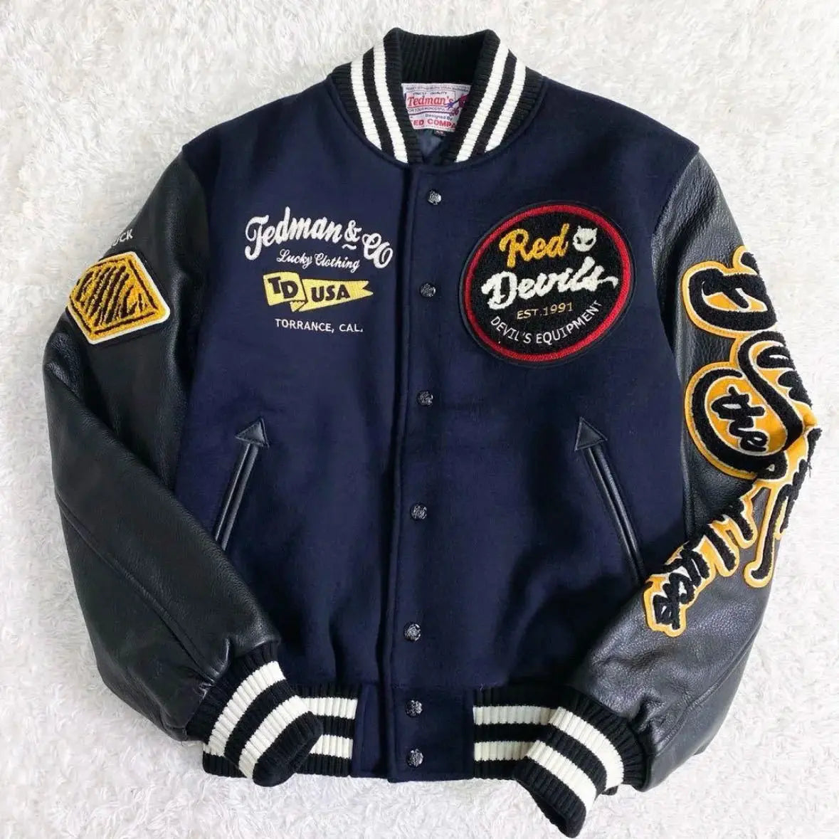 American vintage niche versatile baseball men and women autumn and winter retro contrast couple splicing jacket