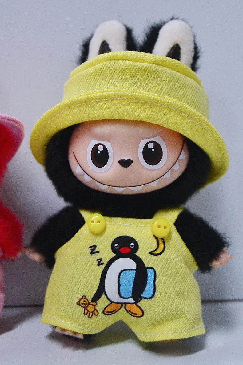 Overalls Clothes for Labubu V4 Clothing for Labubu 4.0 The Monsters Pin for Love Series Doll Outfit Fisherman Hat Parts