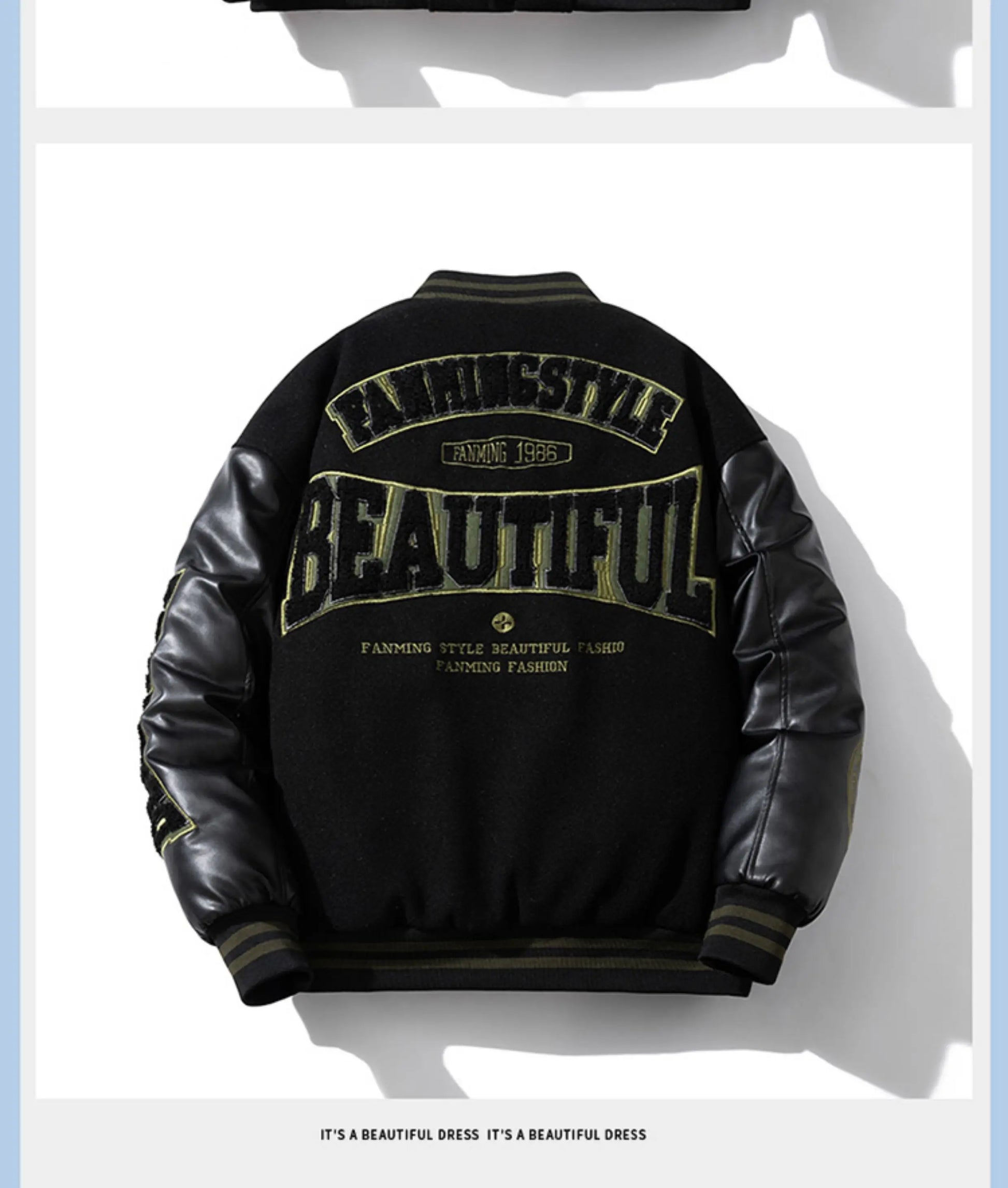 Winter Varsity Jacket Man Leather Sleeves Letter Embroidery Jacket Racing Motorcycle Woolen Coat Button Thick Warm Cool Original