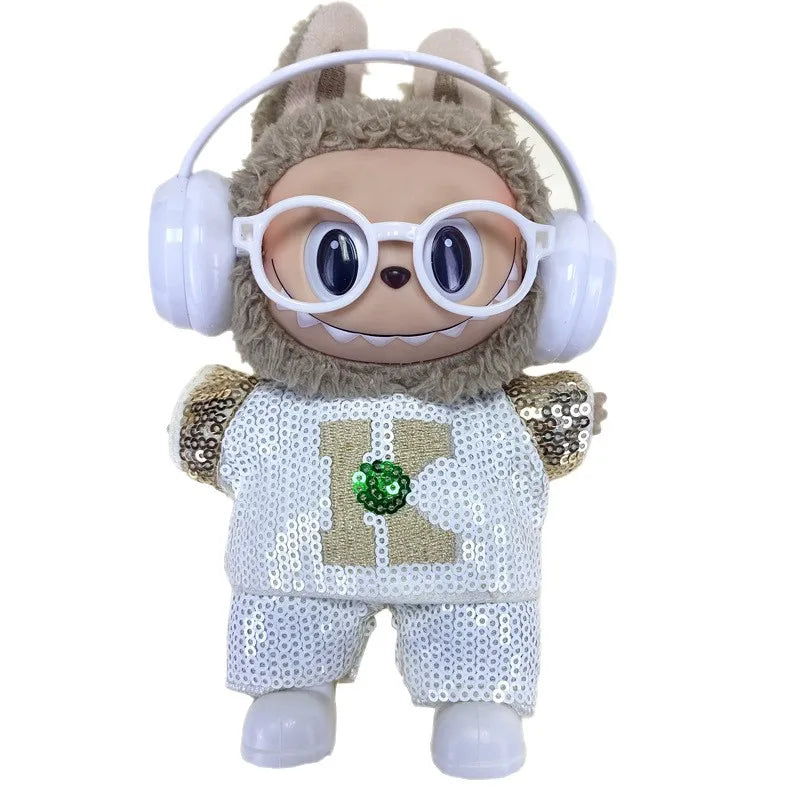 LABUBU clothes Handmade sequined outfit, two-piece jacket and trousers LABUBU accessories Headphones Shoes accessories (no dolls