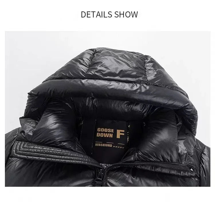 Down Jacket Men Winter Waterproof Goose Jacket Men Luxury Brand Hooded Feather Goose Coat Women Black Puffer Jacket Man 2023 New