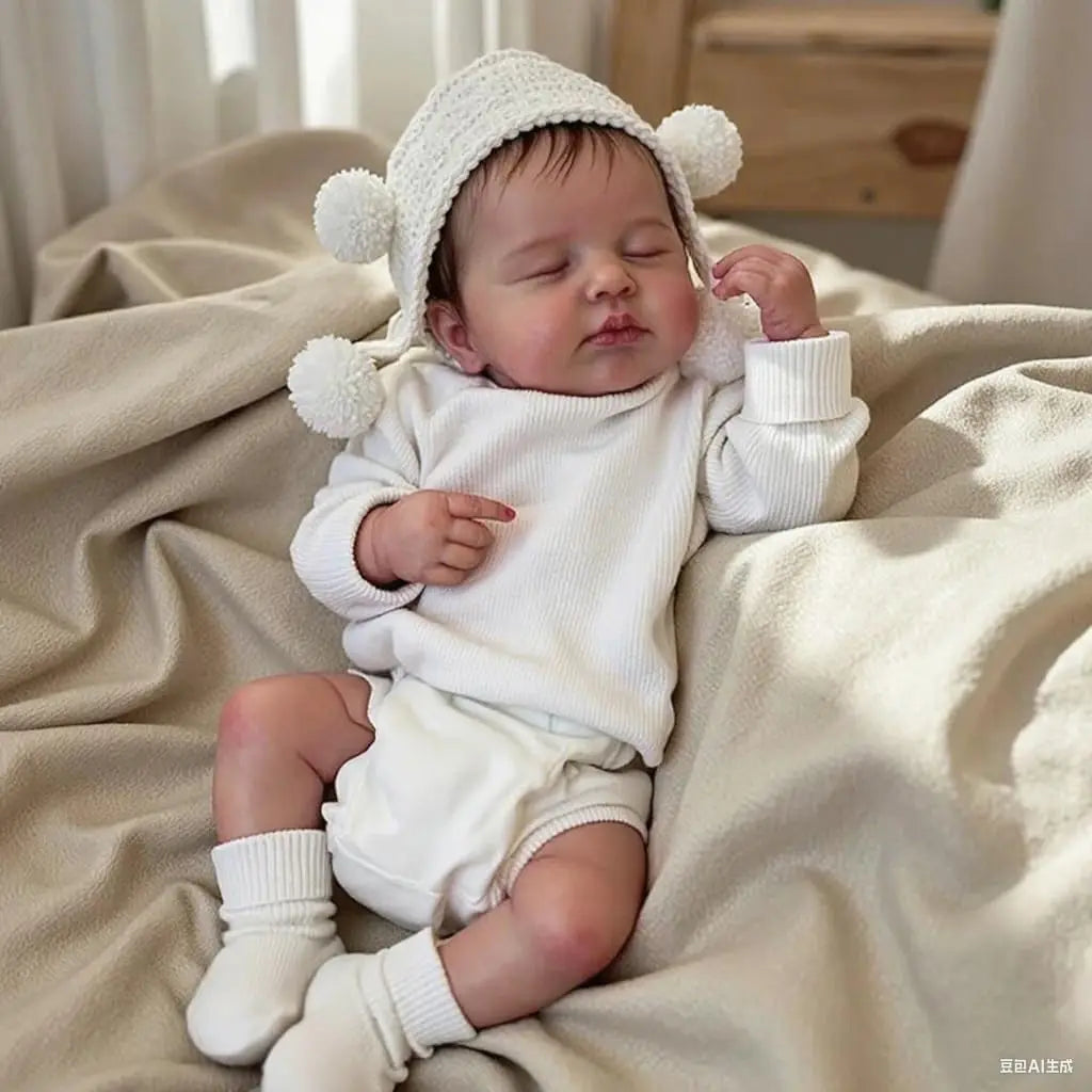 NPK 49CM Loulou Lifelike Newborn Baby Doll Realistic Reborn Asleep Full Body 3D Skin Visible Veins High Quality Handmade Collect