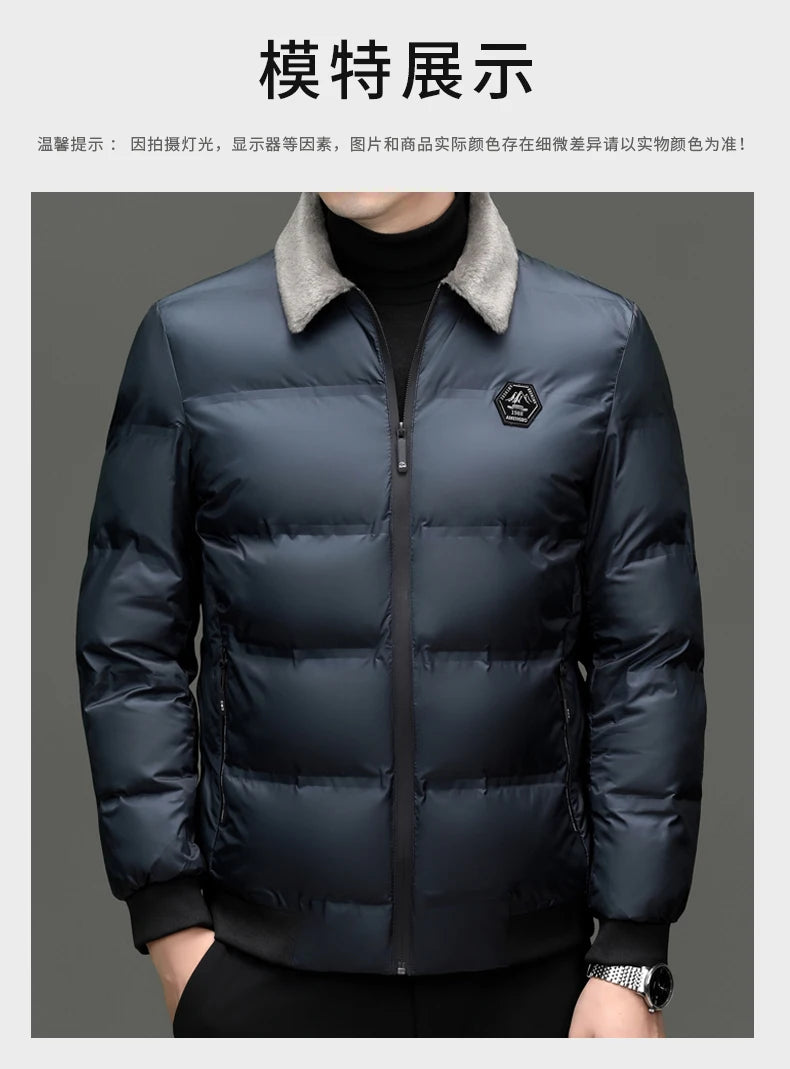 Top Grade Middle-aged Men Bubble Puffer Windbreaker Coat Parka Jacket Winter Plus Velvet Thickened Short Outerwear