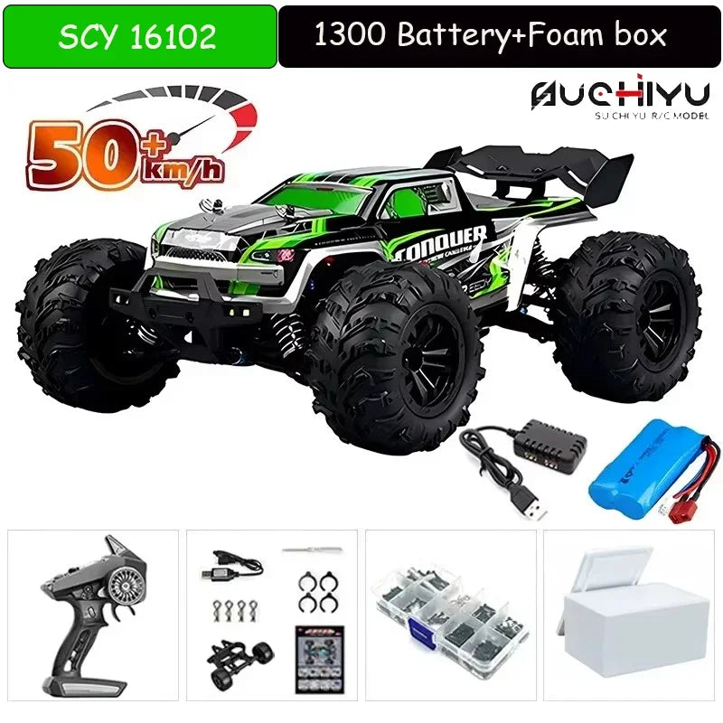 1:16 75KM/H or 50KM/H 4WD RC Car with LED Remote Control Cars High Speed Drift Monster Truck for Kids Vs Wltoys 144001 Toys