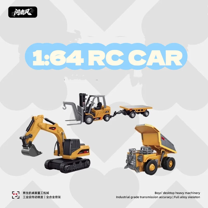 New 1:64 Alloy Remote Control Mine Truck Full Proportional Control Simulated Headlights Realistic Details Desktop Toy Boys Gift