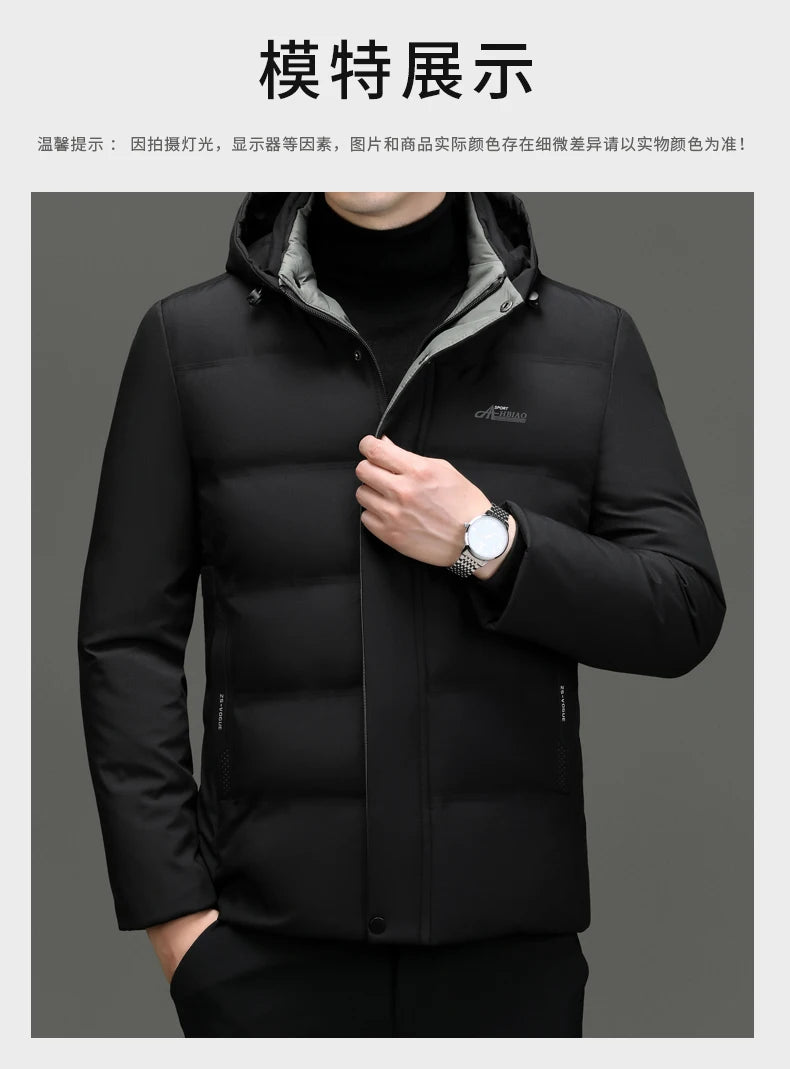 Top Grade Thicken Fashion Hooded Winter Warm Outerwear Designer Business Parka Coat Mens Newest Jacket Windbreaker