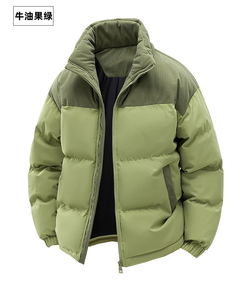 2025 Men's Color-coded Casual Trendy Loose Long Sleeve Hooded Quilted Jackets Male Winter New Fashion Thicken Clothes Coats Tops