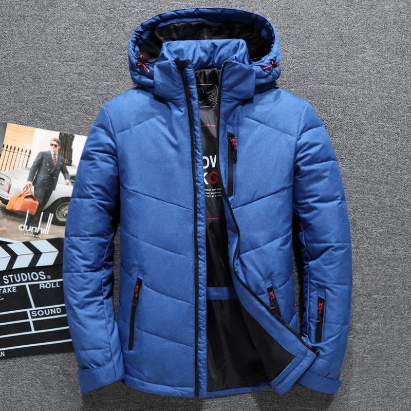 Winter Thickened Men's Down Jacket Men Warm Windproof Parkas Travel Detachable Hat Casual Lightweight Skiing Puffer Jacket Male