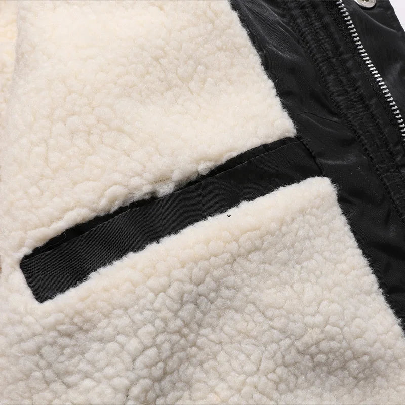 Men's Winter Fur Hooded Parka Coat Winter Warm Removable Hooded Fleece Lined Windproof Motorcycle Jackets Men Lambswool Parkas