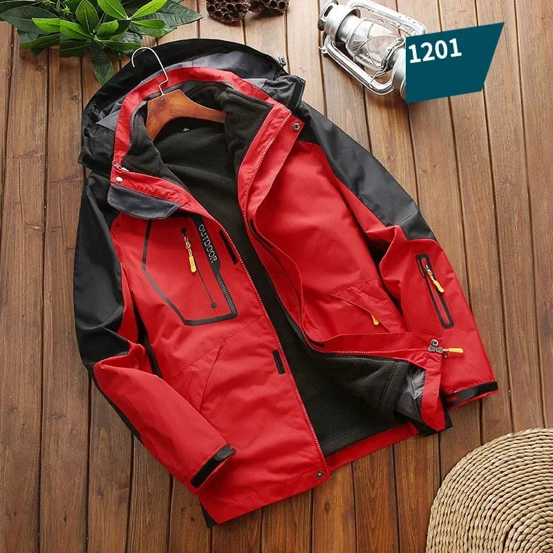 Winter 2 In 1 Warm Jacket Sportwear Ski Camping Coat Softshell Waterproof Outdoor Jacket Men Windbreaker Climbing Hiking Coats
