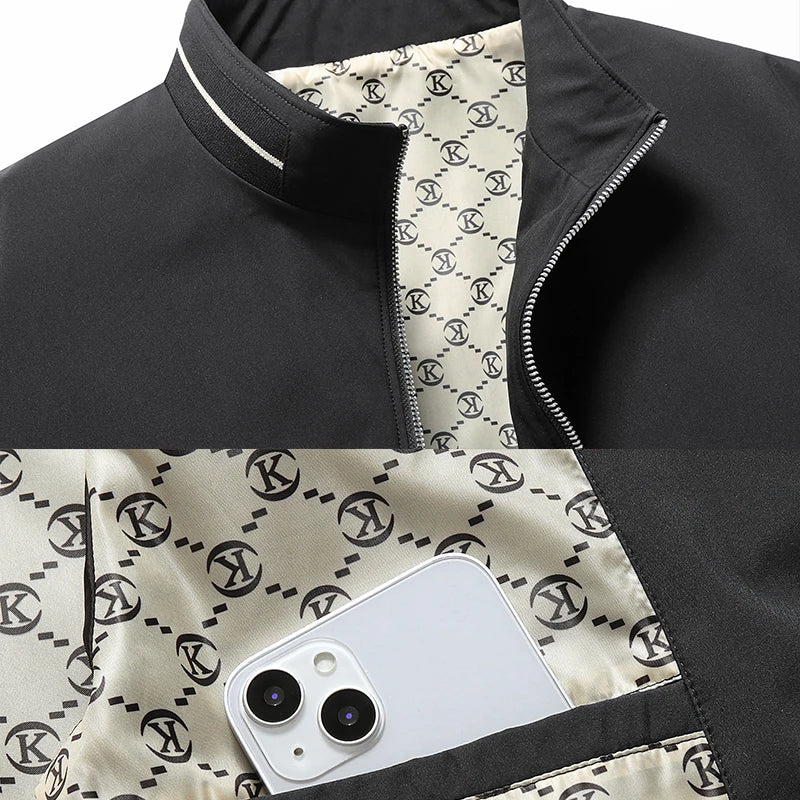 New Autumn Winter Men's Casual Sports Jacket Fashionable Trend Windproof Portable Pocket Stand Up Collar Fashionable Coat