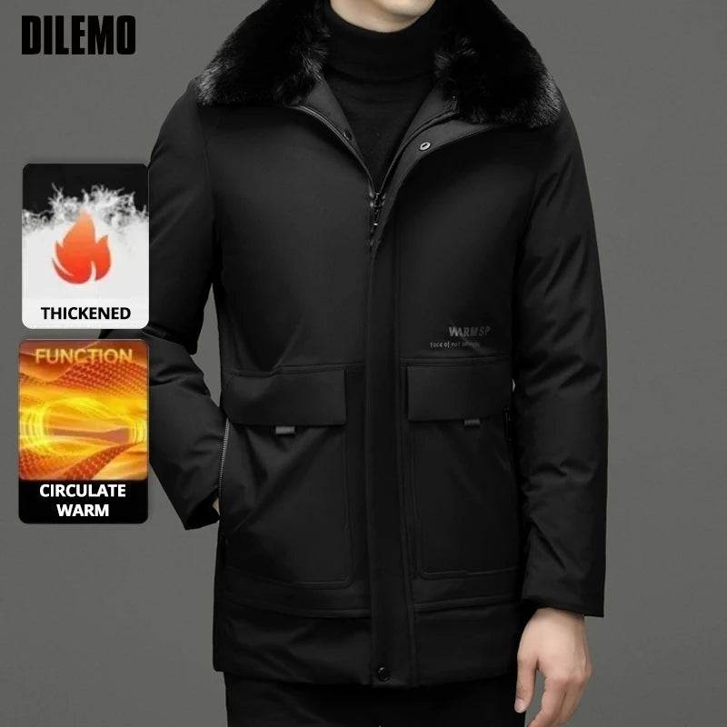 Top Grade Thick With Fur Hood Fashion Casual Designer Warm Parka Winter Coat Mens Newest Jacket Windbreaker Mens Clothes