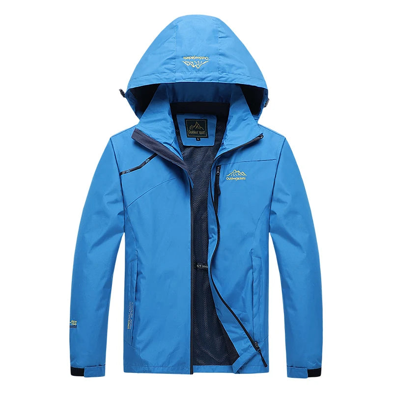 Men's Waterproof Hiking Jacket Autumn Men Large Size Windproof Windbreaker Outdoor Camping Hunting Running Fishing Sports Coats