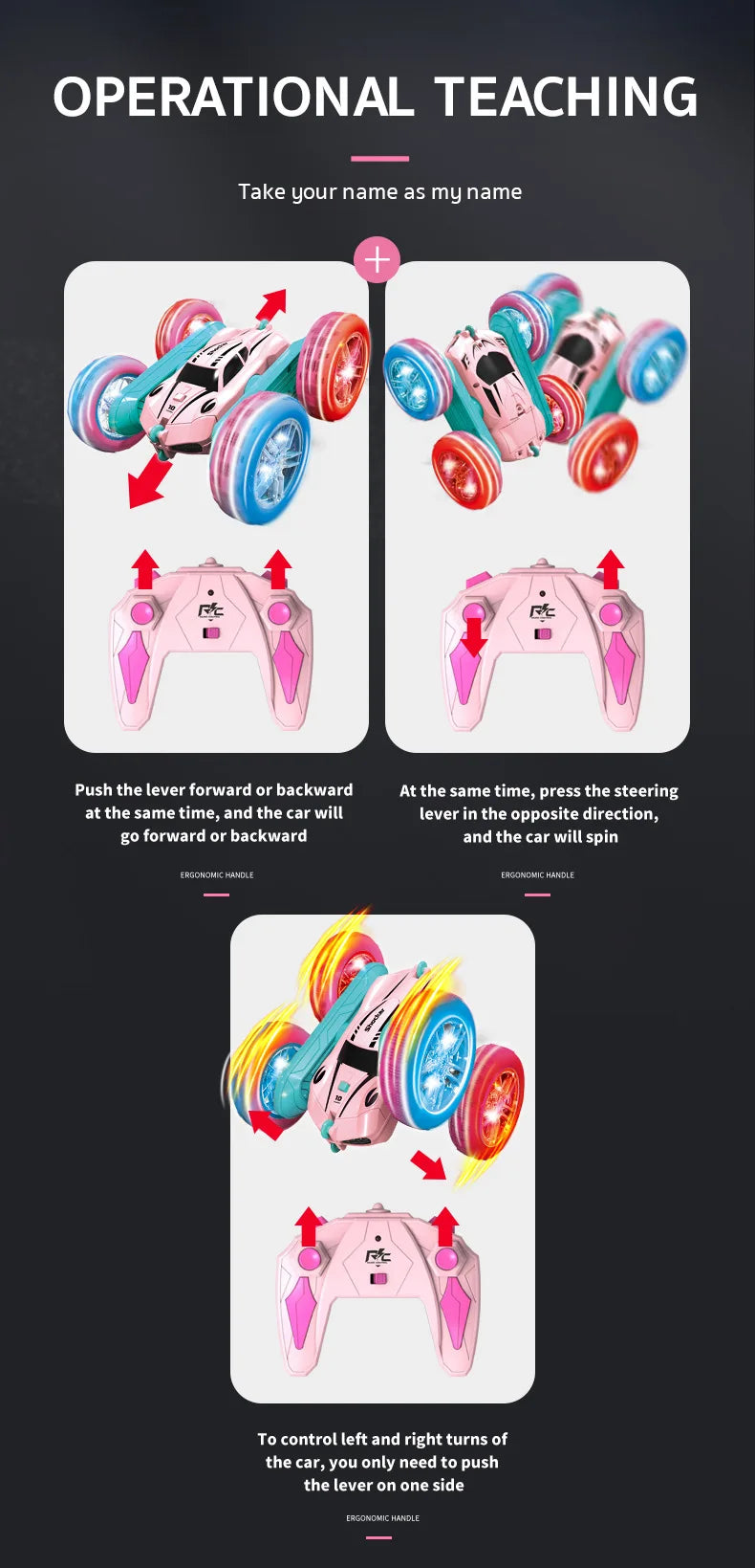 2.4G Remote Control Car  Double Sided Flip Endurance  360 Degree Rotation 4-Wheel Drive Mini Electric Car Toys For Children