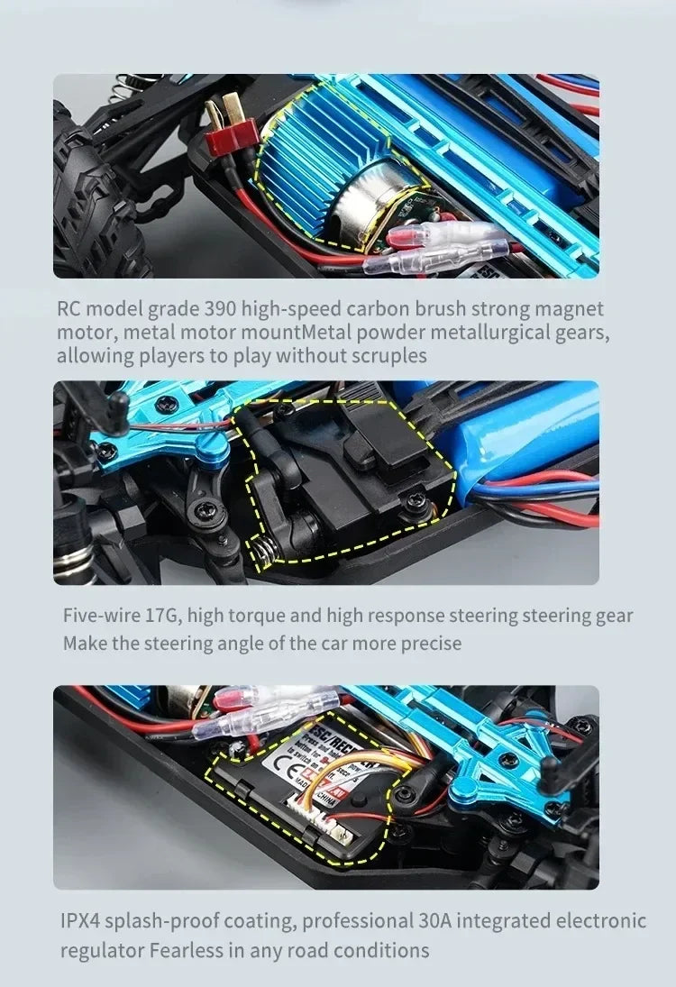 1:16 70km/h Super Brushless 50km/h Brushed RC Car 4x4 Off Road Remote Control High Speed Drift Racing Truck Toy Kids Adults