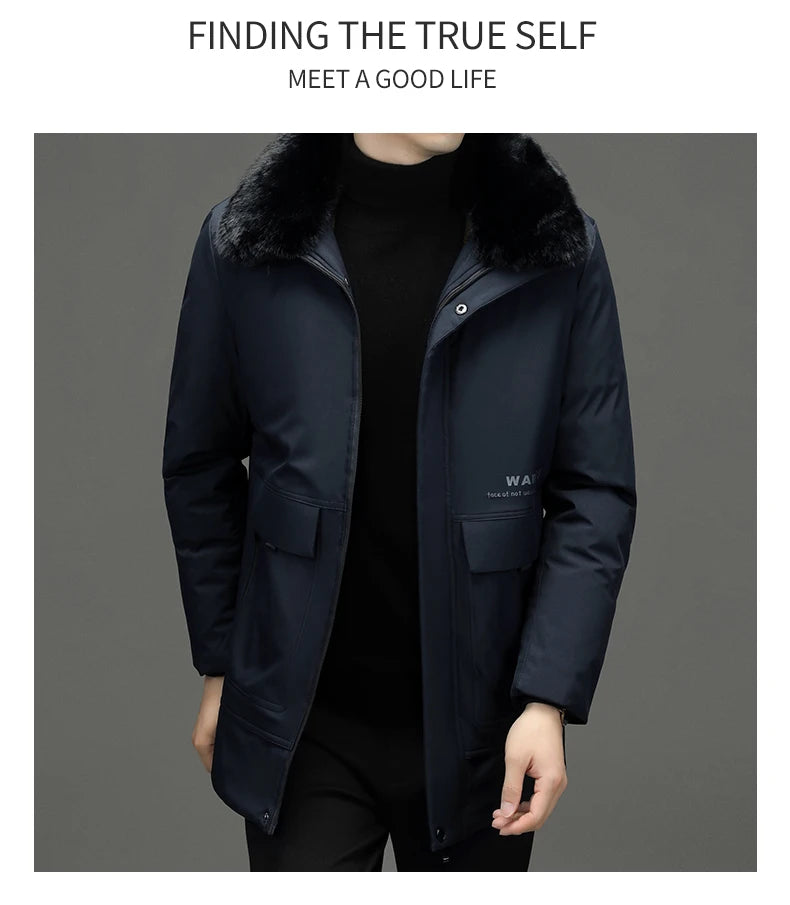 Top Grade Thick With Fur Hood Fashion Casual Designer Warm Parka Winter Coat Mens Newest Jacket Windbreaker Mens Clothes