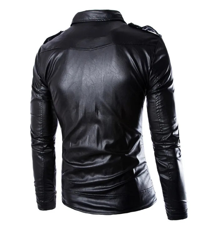 Mens Leather Jackets New White Black Casual Lapel Slim Fit Diagonal Zipper Motorcycle Pu Leather Jacket Coat Mens Jackets