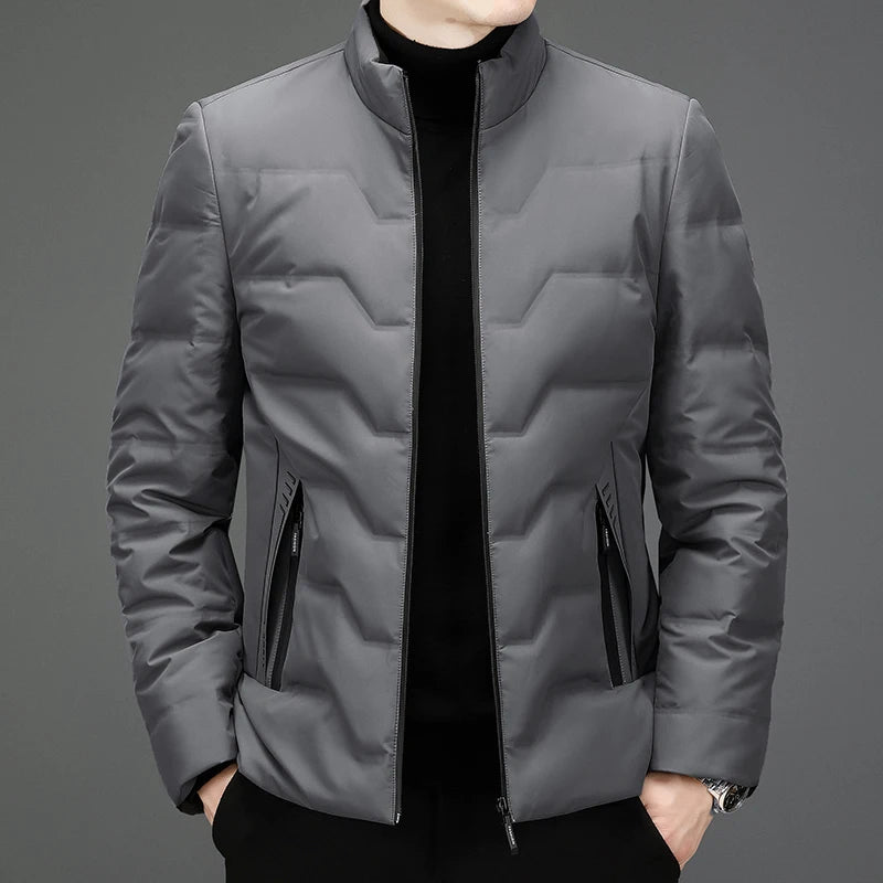 COMXZ Mens Down Jacket 2025 New Classic Solid Color Outdoor Camping Windproof Parka Fashion Lightweight Warm Autumn Winter Coat
