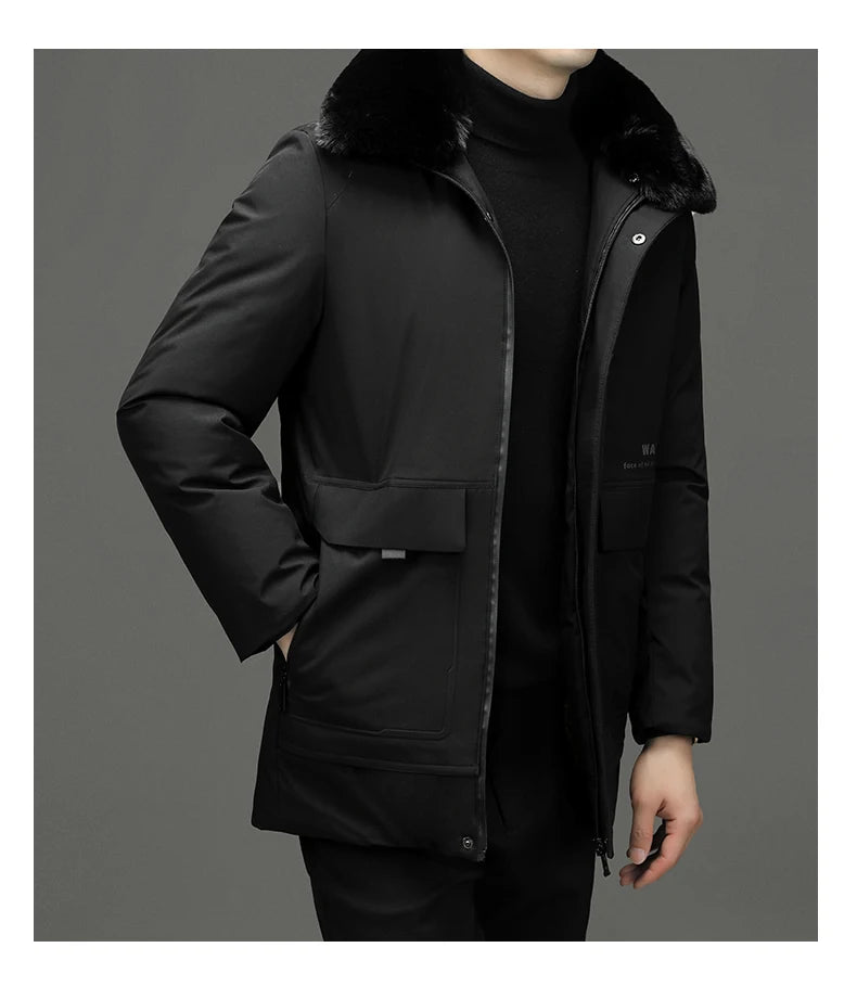 Top Grade Thick With Fur Hood Fashion Casual Designer Warm Parka Winter Coat Mens Newest Jacket Windbreaker Mens Clothes