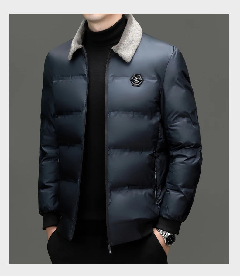 Top Grade Middle-aged Men Bubble Puffer Windbreaker Coat Parka Jacket Winter Plus Velvet Thickened Short Outerwear