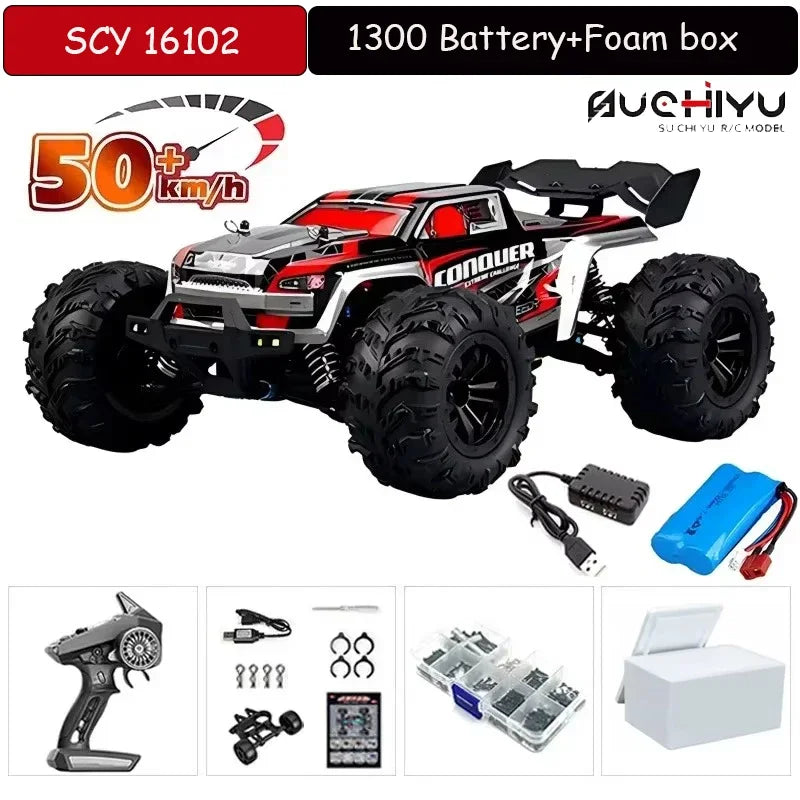 1:16 75KM/H or 50KM/H 4WD RC Car with LED Remote Control Cars High Speed Drift Monster Truck for Kids Vs Wltoys 144001 Toys