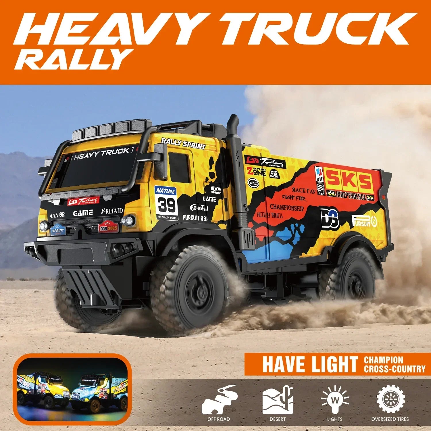 Remote Control Heavy Duty Race Trucks Rally Inspired Climbing Off-Road Vehicle With Lights Electric Models Kids Birthday Gifts