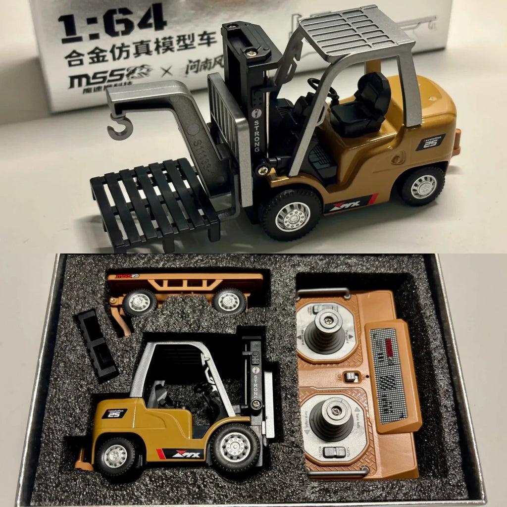 New 1:64 Rc Remote Control Car 2.4g Full-Scale Mini Excavator Tipper Truck Engineering Vehicle Forklift Valentine'S Day Toy Gift