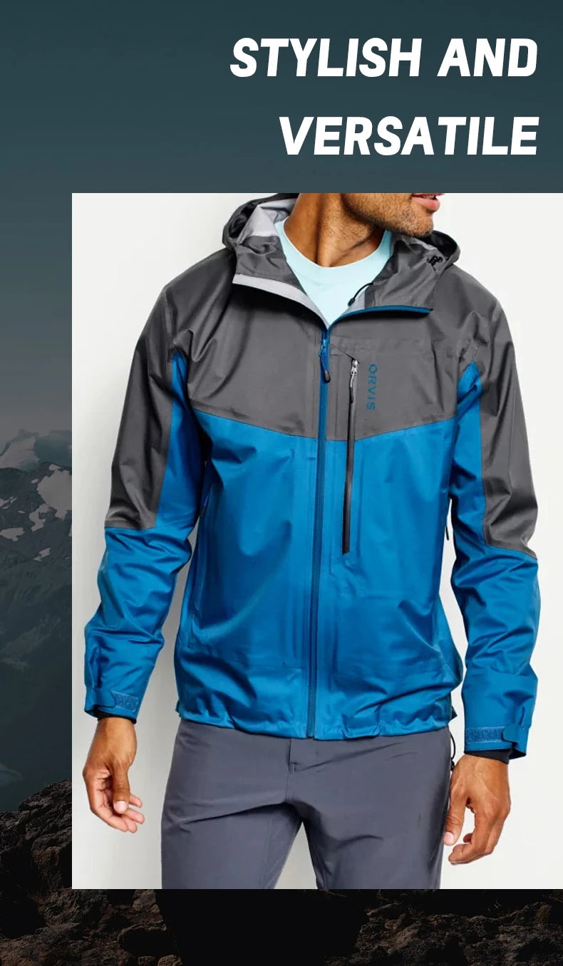 Men's Ultralight 3L Wading Jacket Waterproof Breathable for Hunting Camping Fishing - Lightweight Outdoor Rain Outwear