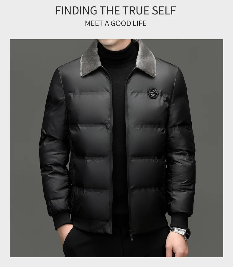 Top Grade Middle-aged Men Bubble Puffer Windbreaker Coat Parka Jacket Winter Plus Velvet Thickened Short Outerwear