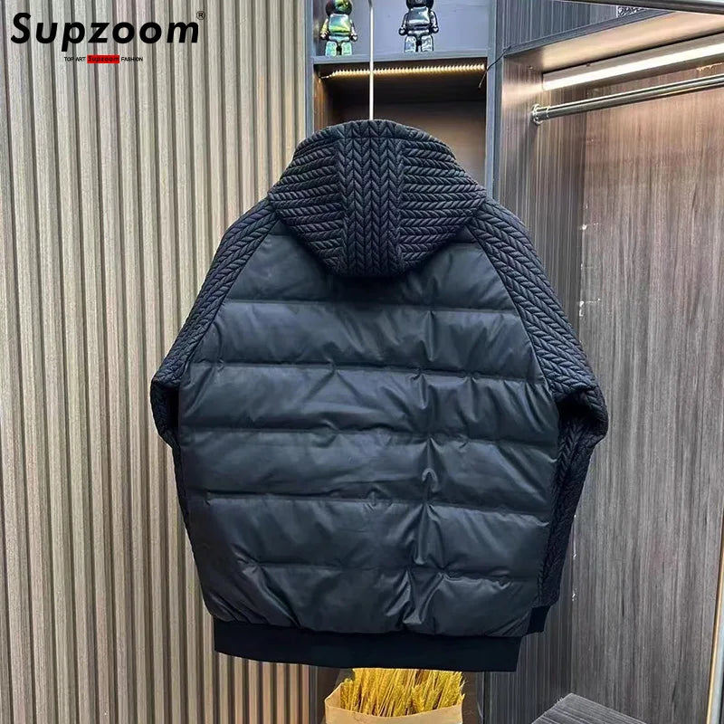 Supzoom New Arrival Casual Triangle Mark Mens Winter Trendy Hooded cotton-padded Suit Couple Cotton-padded Jackets And Coats