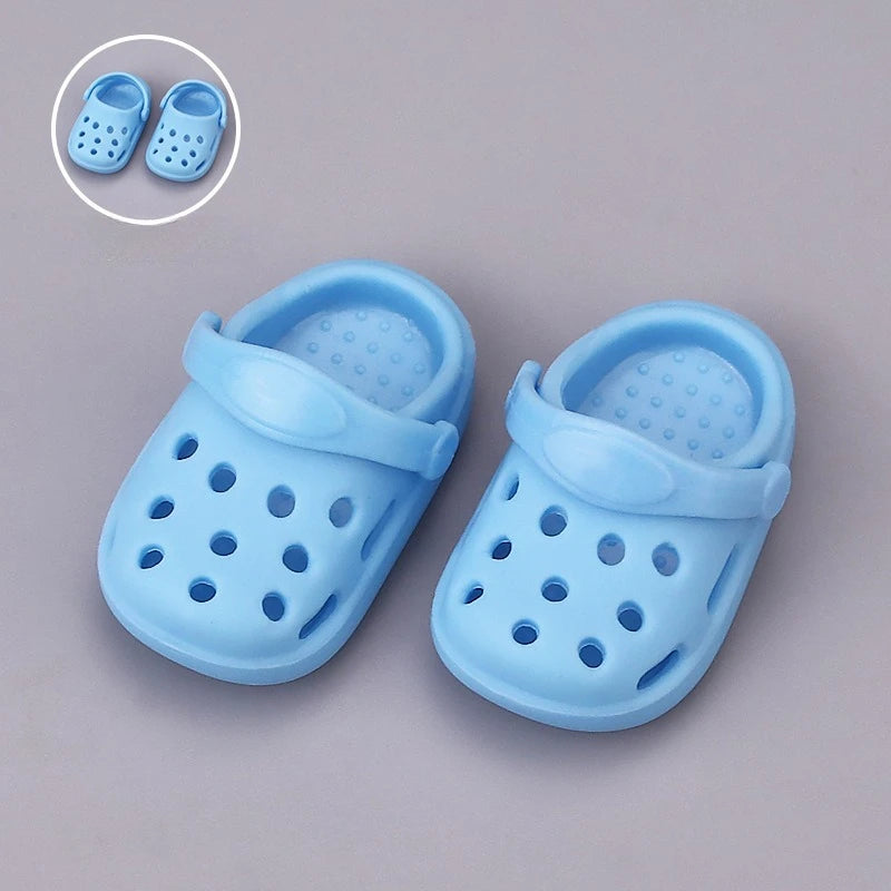 Kawaii Macaron Colored Perforated Shoes For 17cm Labubu V1 V2 V3 With Adjustable Hole Shoes For Ladbubu Dolls Accessories