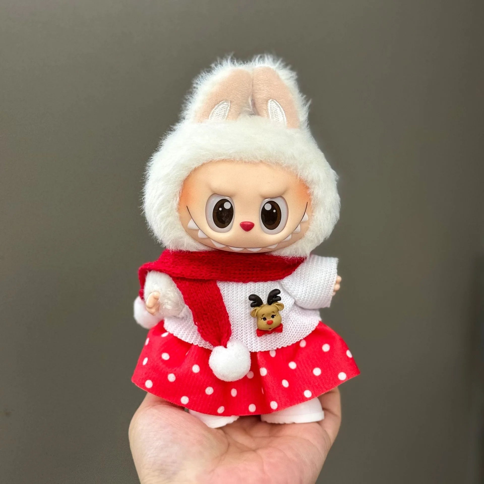 17cm Labubu Christmas Doll Clothes  Festive Santa Outfit , Holiday Party Costume for Dolls, Xmas Dress Up Accessories