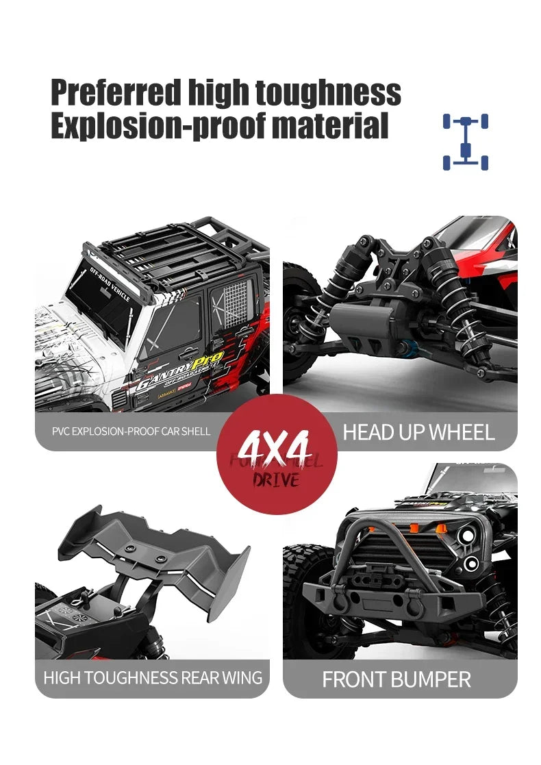 1:16 75KM/H or 50KM/H 4WD RC Car with LED Remote Control Cars High Speed Drift Monster Truck for Kids Vs Wltoys 144001 Toys