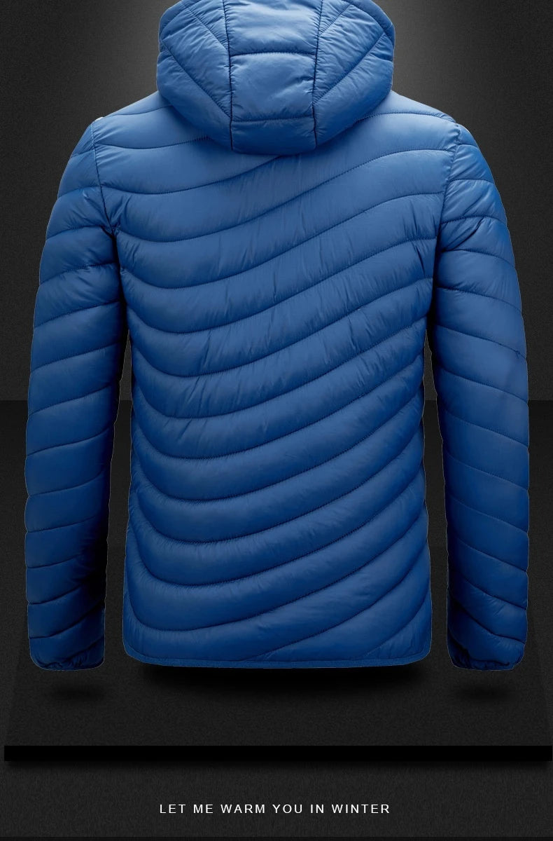 2025 Winter New Men's Lightweight Detachable Hood Cotton Jacket Male Parkas Warm Outdoor Coat Casual Plus Size