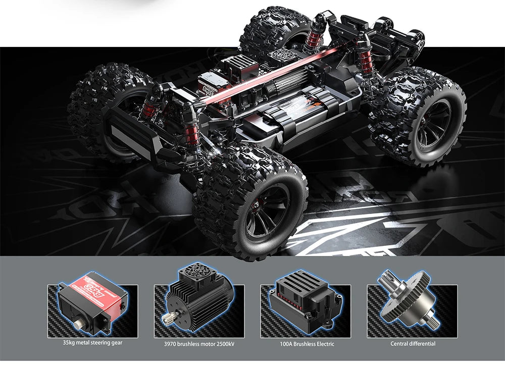 MJX 10208 Upgraded V2 Monster Super Large 4WD Brushless 1/10 High Speed RC Professional Bigfoot Off road Remote Control Vehicle