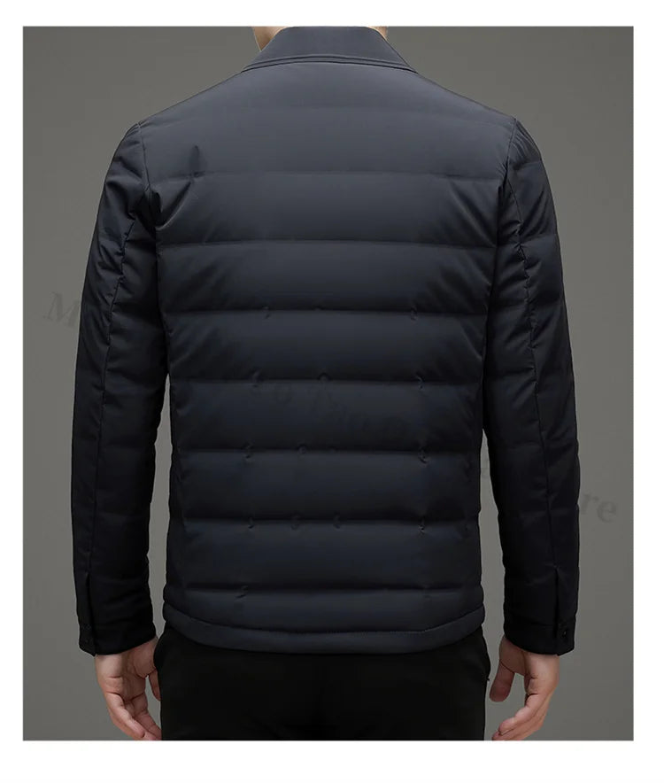 COMXZ Mens Puffer Jacket Casual Turndown Collar Commuting Office Lightweight Coat Travel Single-breasted Warm Autumn Winter Coat