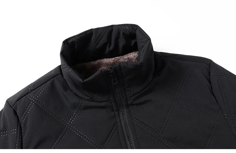 Fleece Jacket for Men 2025 Thick Stand Collar Solid Winter Jacket Men Windproof Warm Business Casual Men Coats High Quality