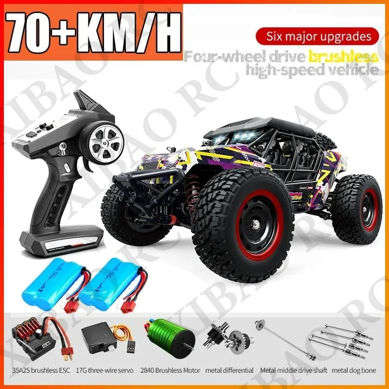 Rc Car Off Road 4x4 High Speed 70KM/H Remote Control Car with LED Headlight Brushless 4WD 1/16 Monster Truck Toys for Boys Gift