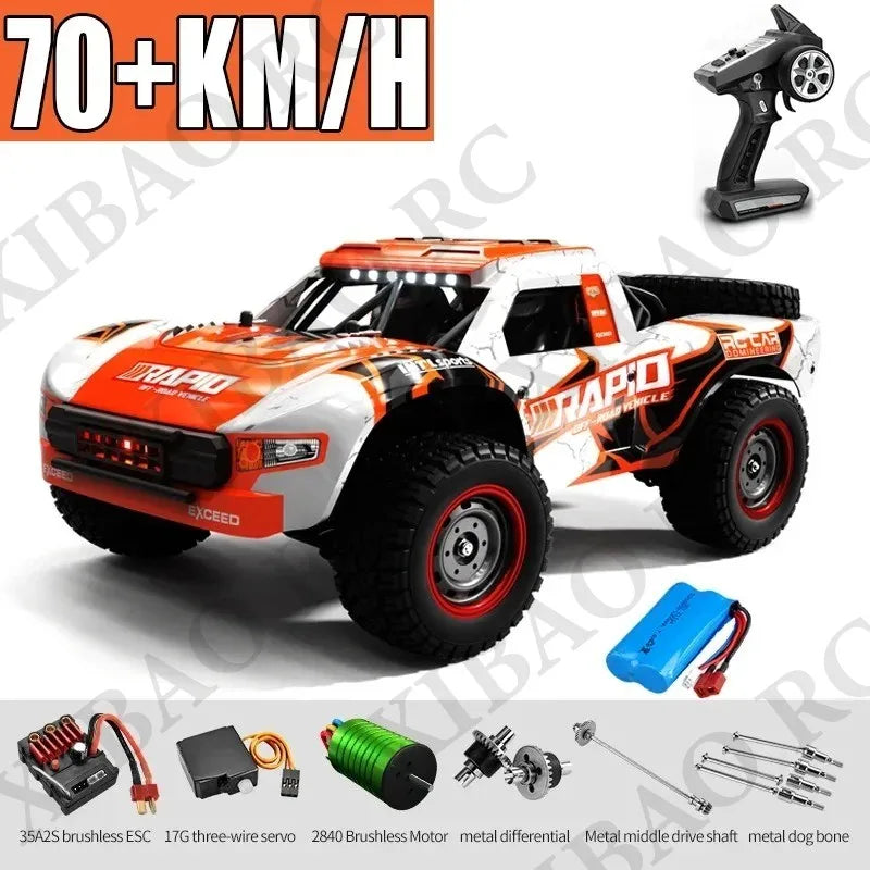 Rc Car Off Road 4x4 High Speed 70KM/H Remote Control Car with LED Headlight Brushless 4WD 1/16 Monster Truck Toys for Boys Gift