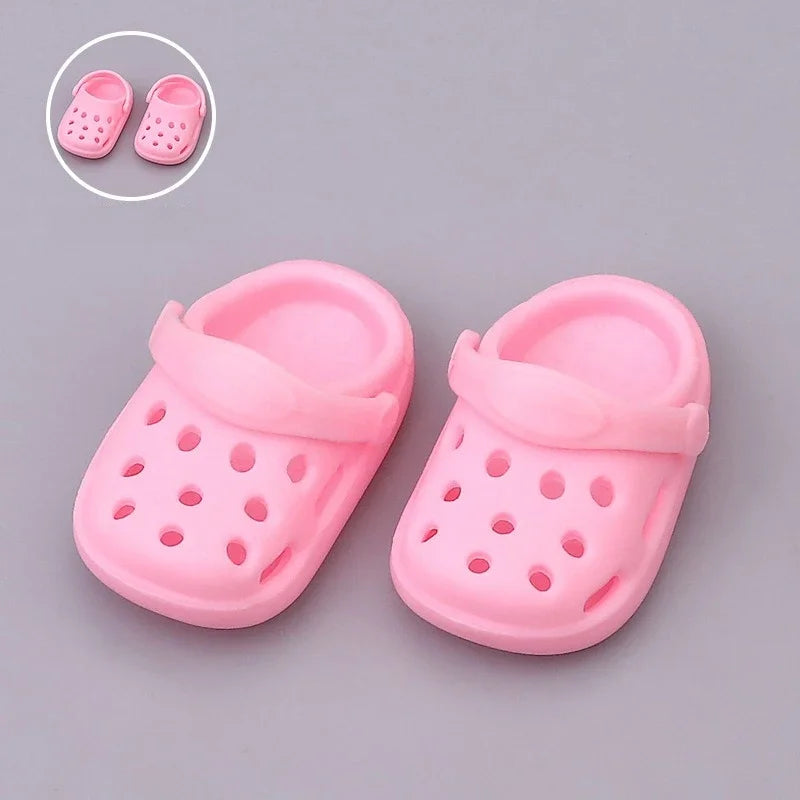 Kawaii Macaron Colored Perforated Shoes For 17cm Labubu V1 V2 V3 With Adjustable Hole Shoes For Ladbubu Dolls Accessories
