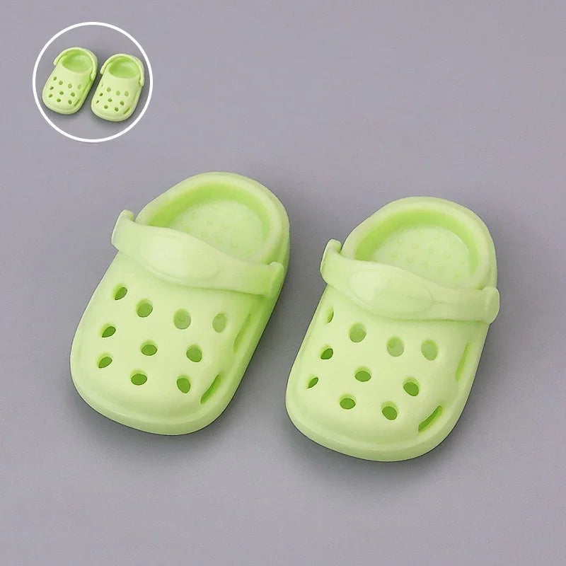Kawaii Macaron Colored Perforated Shoes For 17cm Labubu V1 V2 V3 With Adjustable Hole Shoes For Ladbubu Dolls Accessories