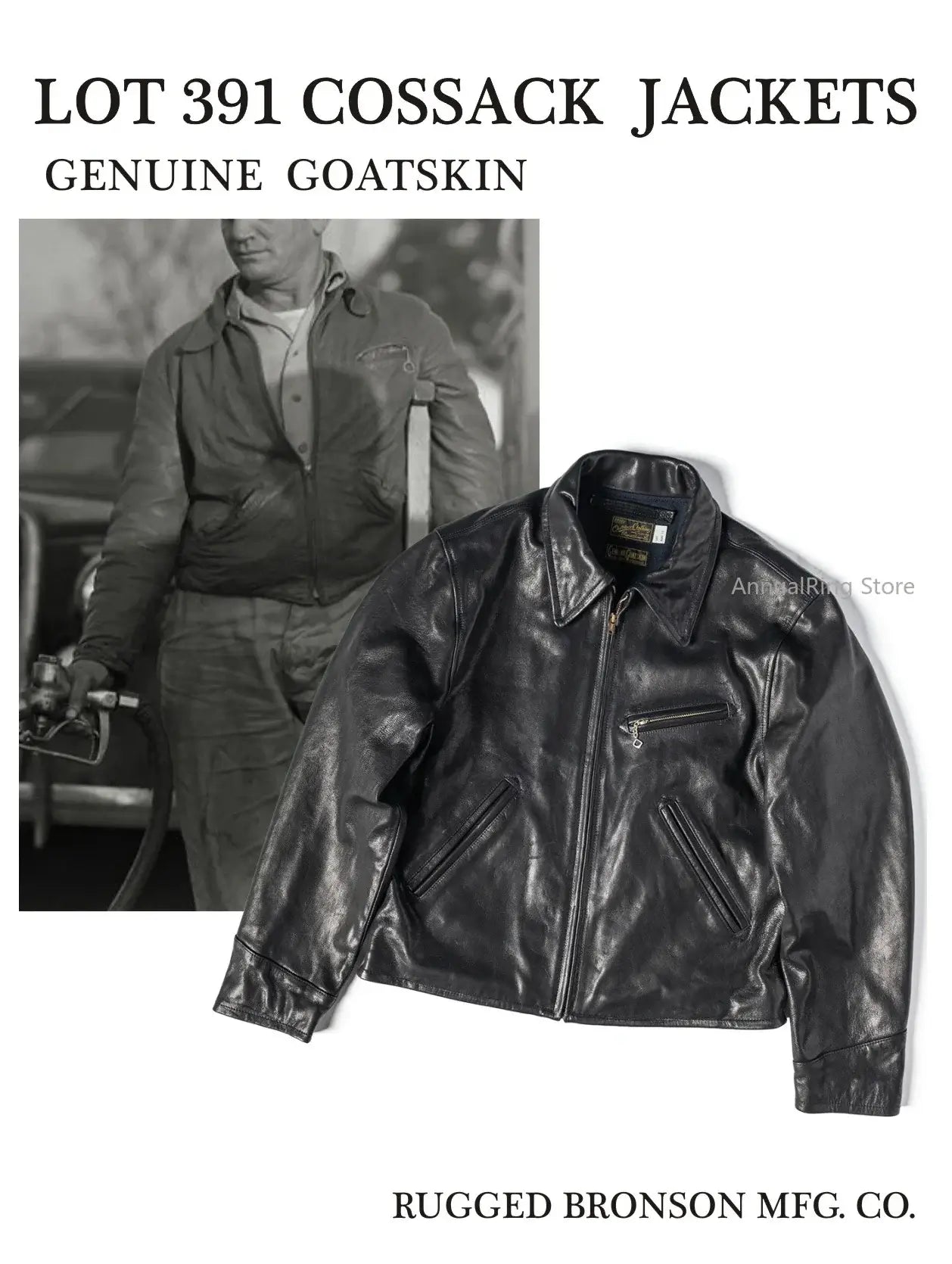 Rugged Bronson Goat Sheepskin Leather Jacket Genuine Leather Jacket 1930s Vintage Short Leather Coat
