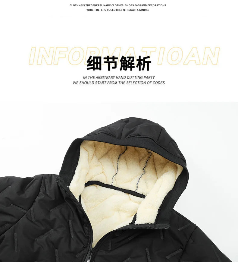 Men's Fleece Cotton Jacket Windproof Waterproof Stand Collar Coat Faionable Urban Sle Long Sve Coat Jacket