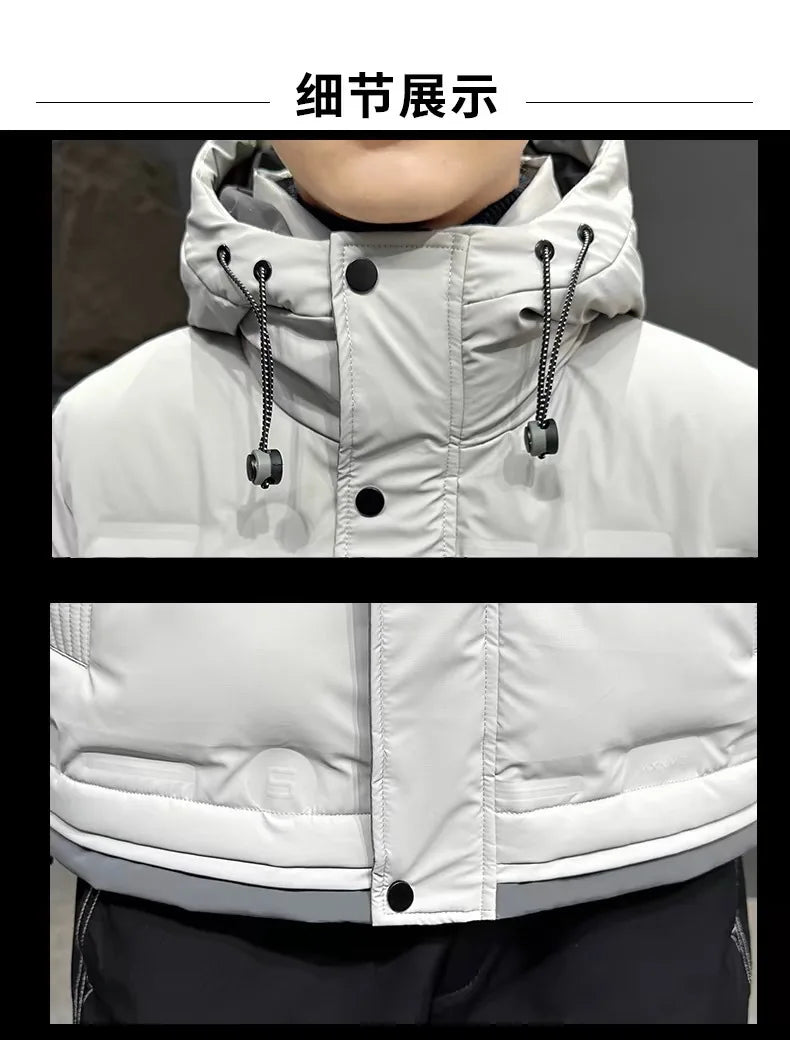 Men's Down Jacket Winter New Thickened Warm And Cold Proof Outwear Top Casual White Duck Down Hoodie Coats For Men