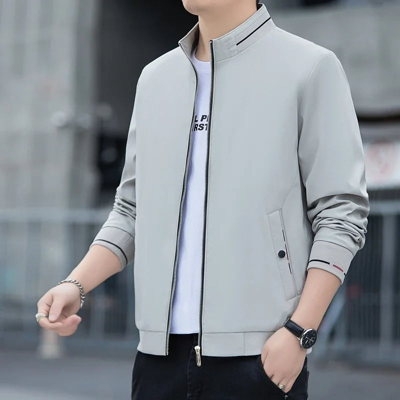 New Autumn Winter Men's Casual Sports Jacket Fashionable Trend Windproof Portable Pocket Stand Up Collar Fashionable Coat