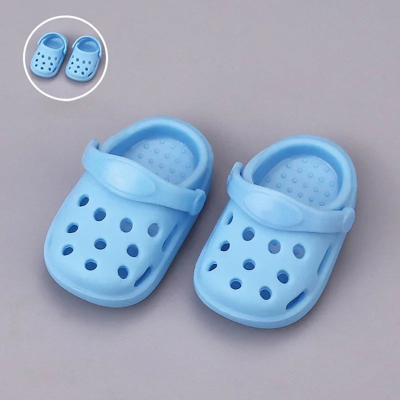 Kawaii Macaron Colored Perforated Shoes For 17cm Labubu V1 V2 V3 With Adjustable Hole Shoes For Ladbubu Dolls Accessories