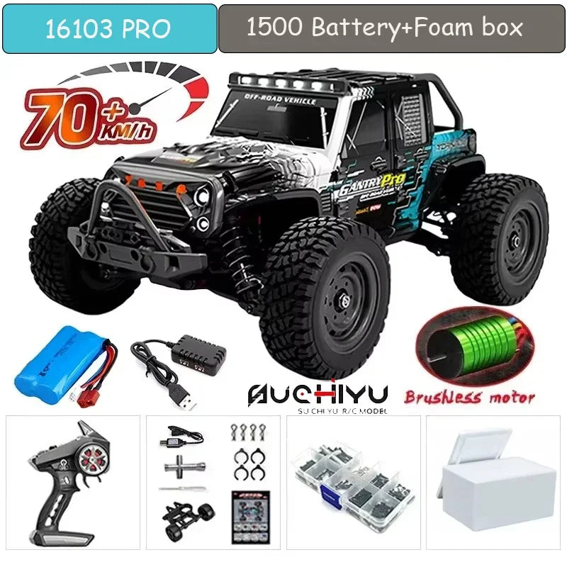 1:16 75KM/H or 50KM/H 4WD RC Car with LED Remote Control Cars High Speed Drift Monster Truck for Kids Vs Wltoys 144001 Toys