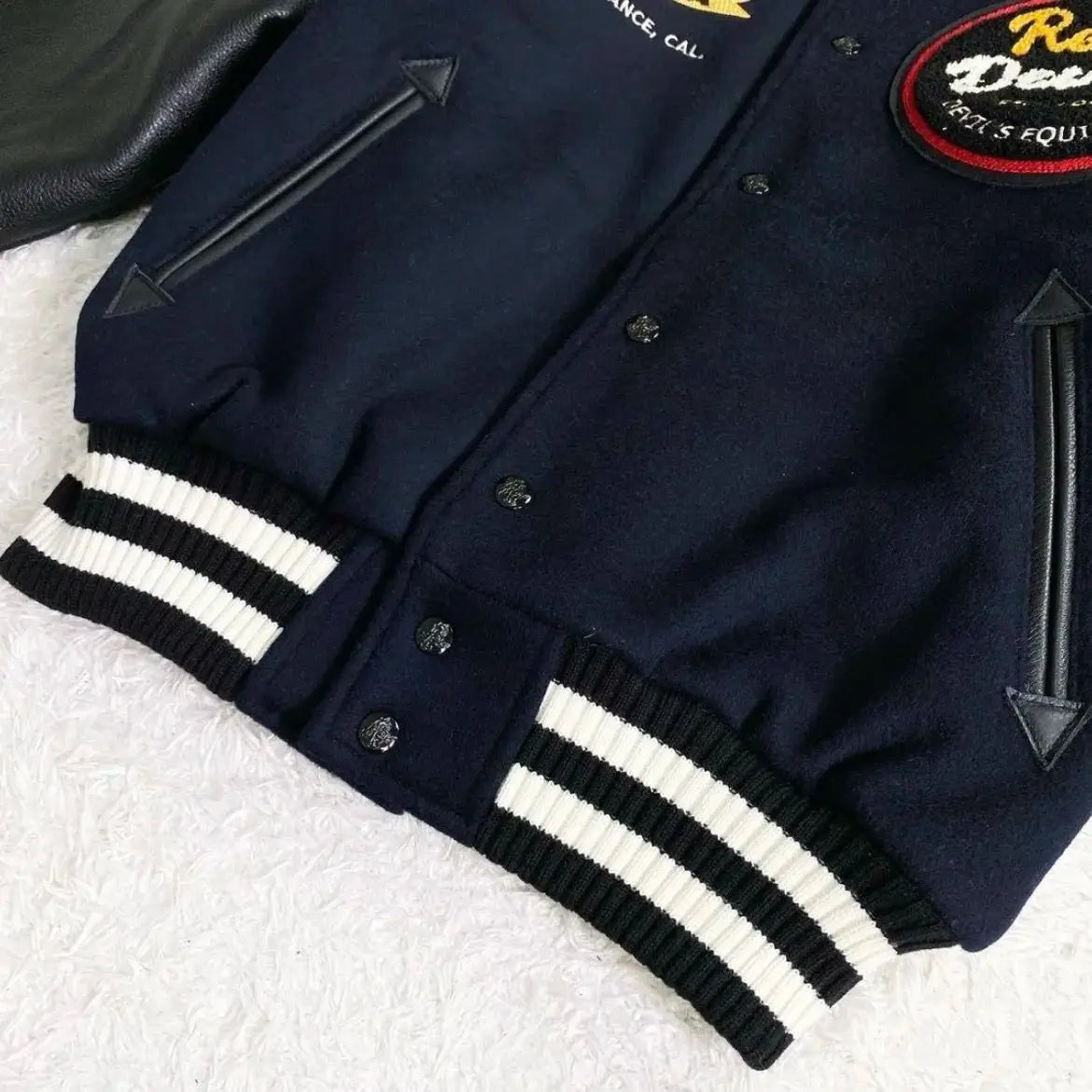 American vintage niche versatile baseball men and women autumn and winter retro contrast couple splicing jacket